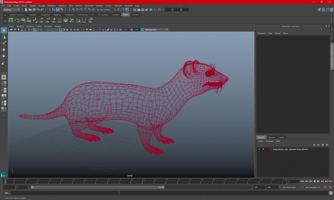 3D Stoat Brown 2 model