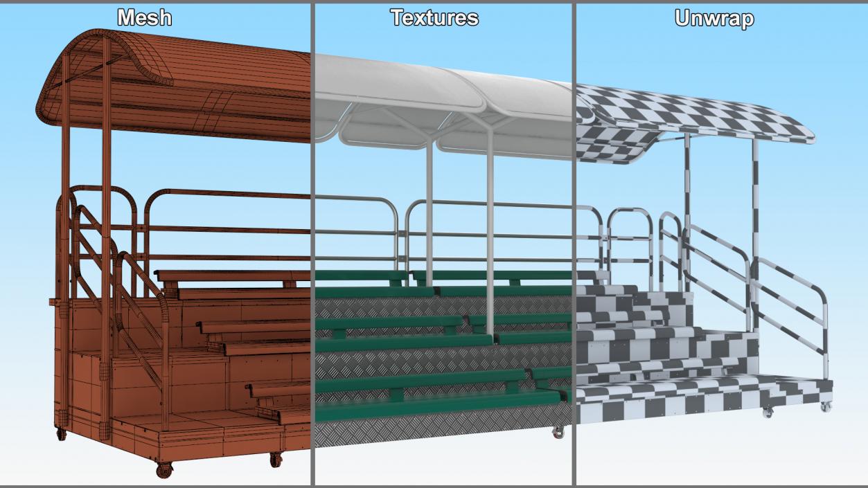 3D Outdoor Movable Grandstand with Canopy Roof model