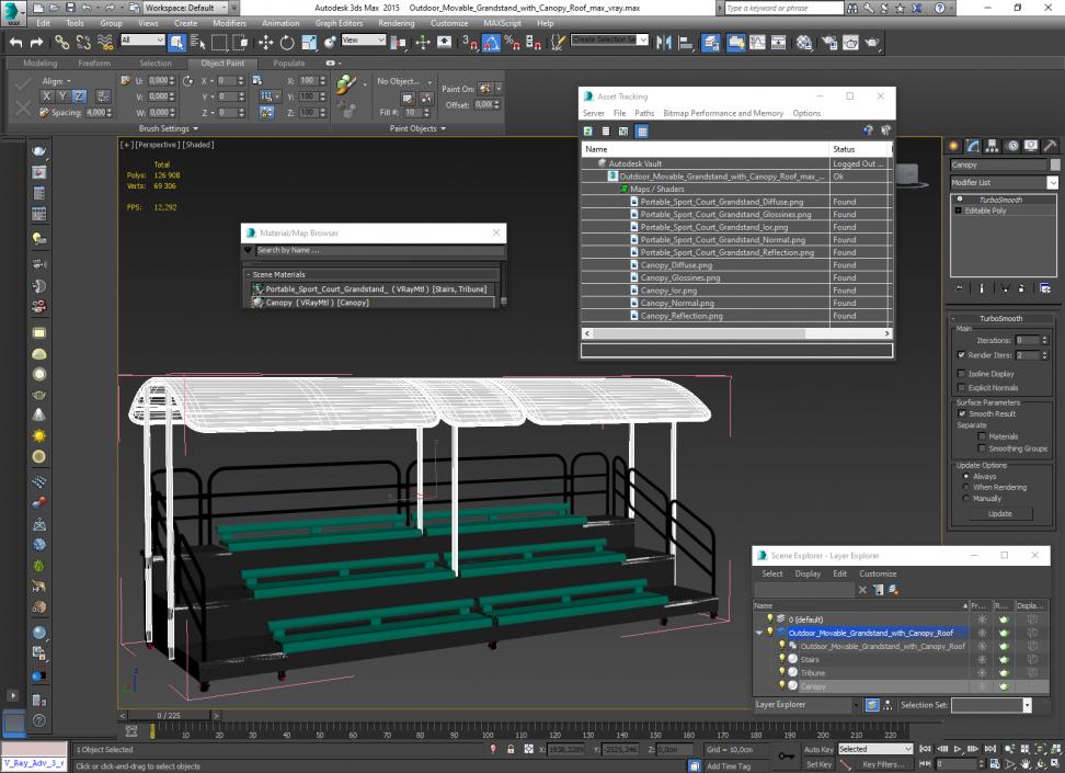 3D Outdoor Movable Grandstand with Canopy Roof model