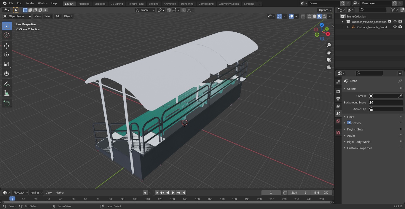 3D Outdoor Movable Grandstand with Canopy Roof model