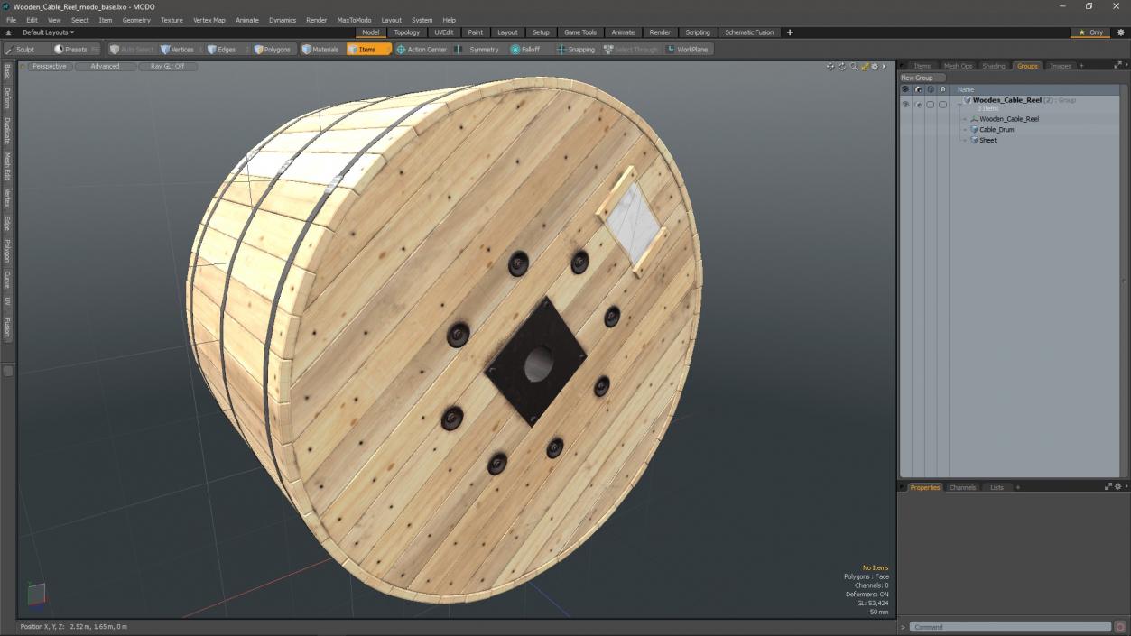 Wooden Cable Reel 3D