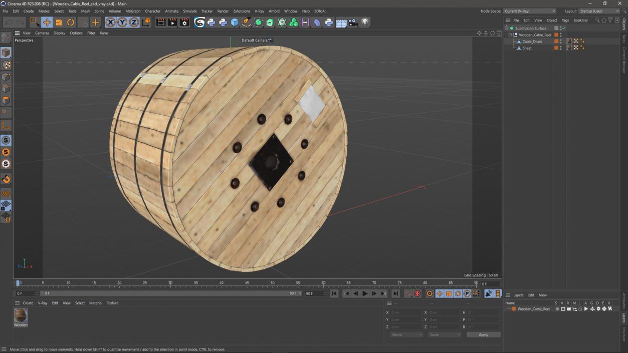 Wooden Cable Reel 3D