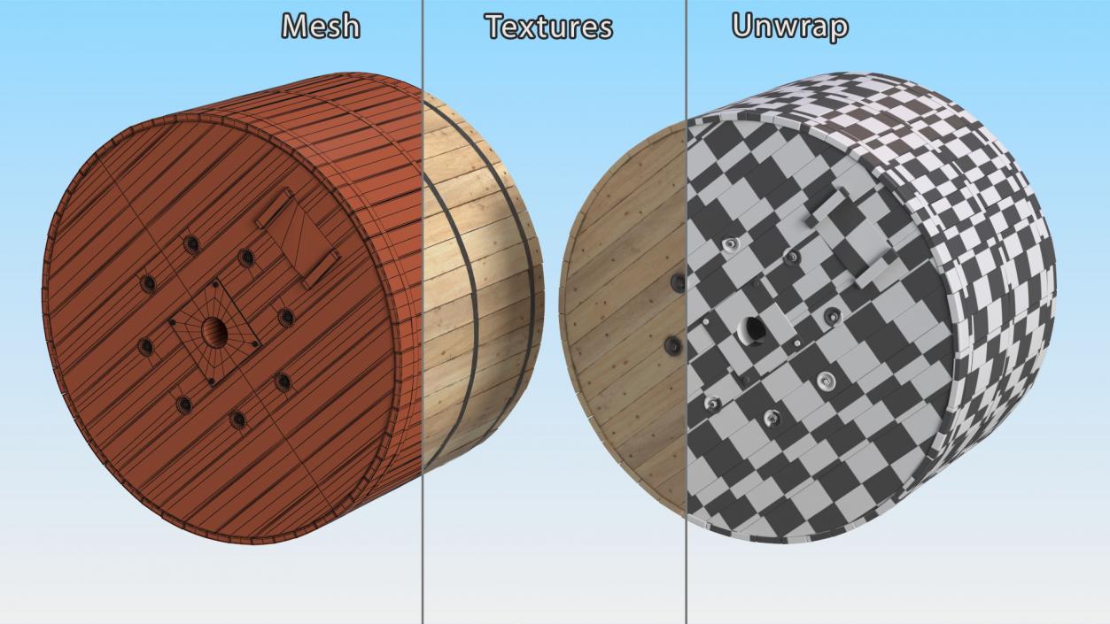 Wooden Cable Reel 3D