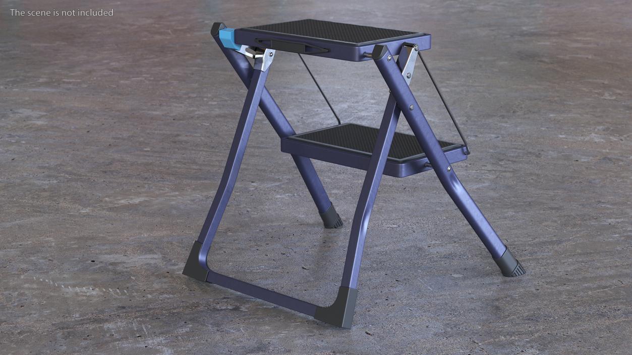 Blue Metallic Step Stool 3D model