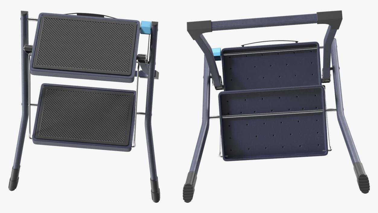 Blue Metallic Step Stool 3D model