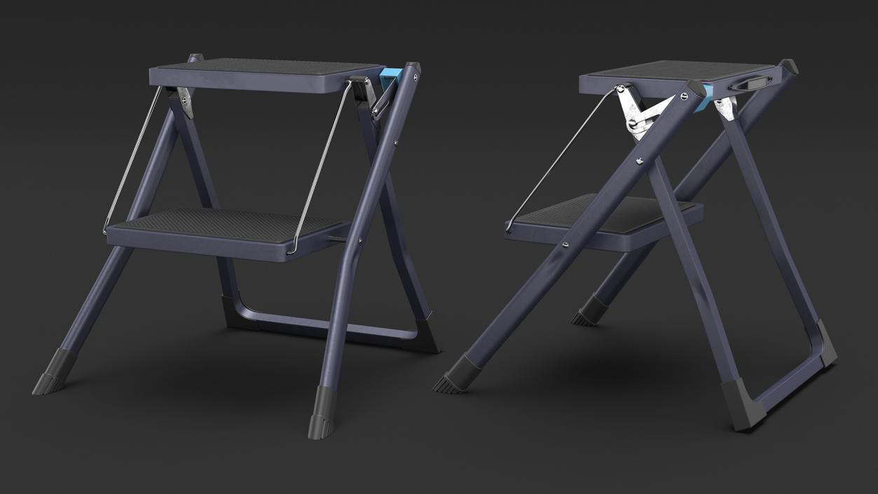 Blue Metallic Step Stool 3D model