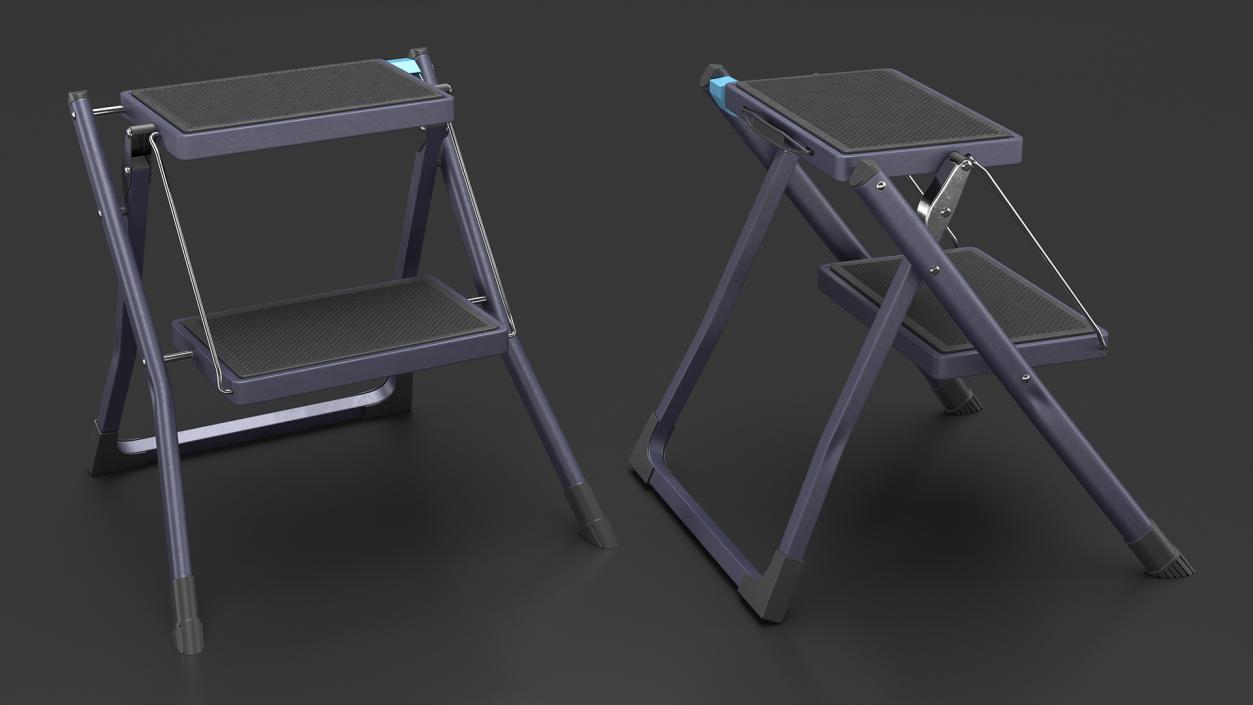 Blue Metallic Step Stool 3D model