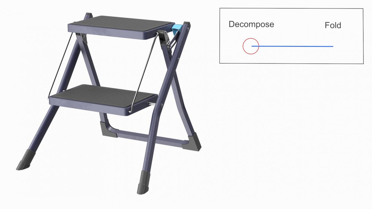 Blue Metallic Step Stool 3D model