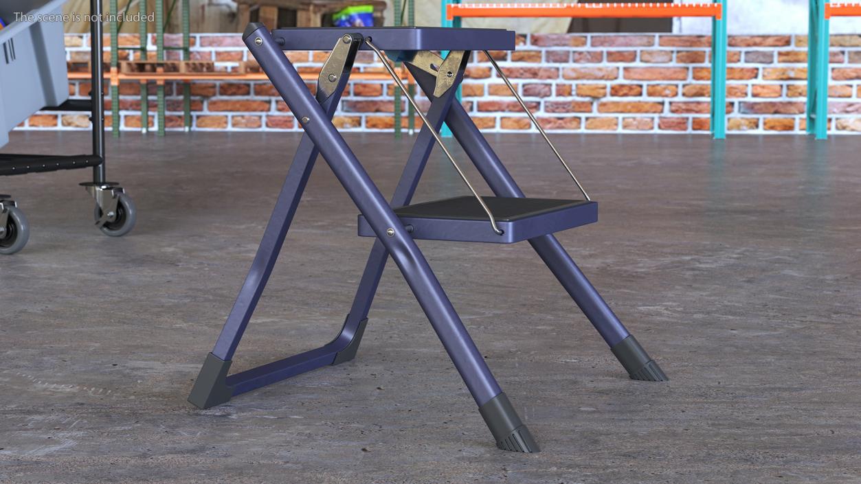 Blue Metallic Step Stool 3D model