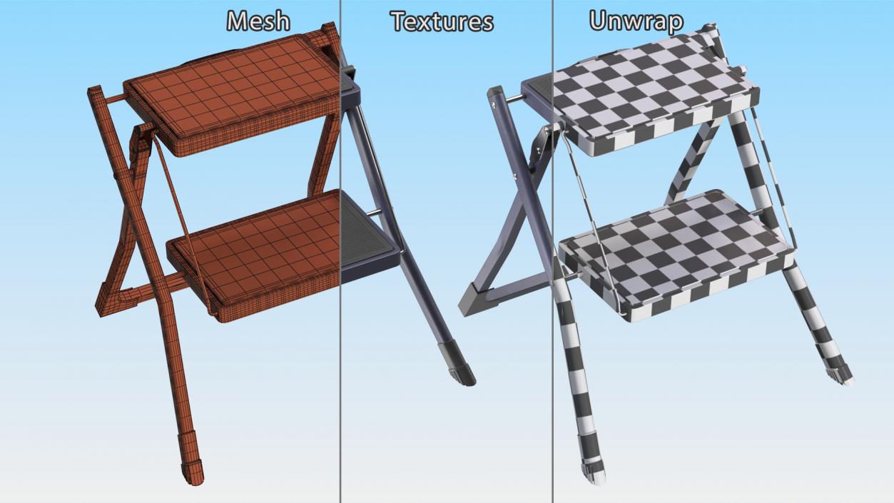 Blue Metallic Step Stool 3D model