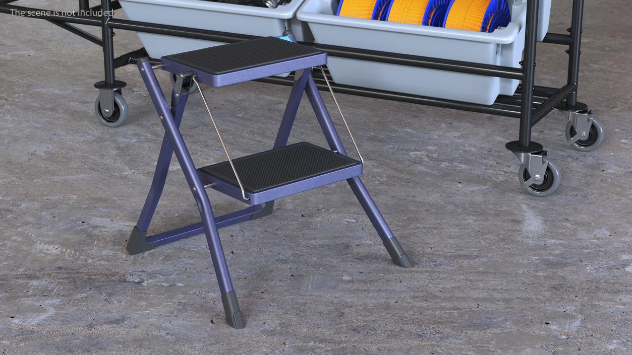 Blue Metallic Step Stool 3D model