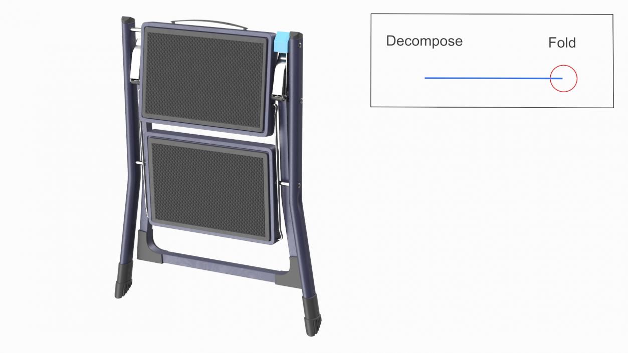 Blue Metallic Step Stool 3D model