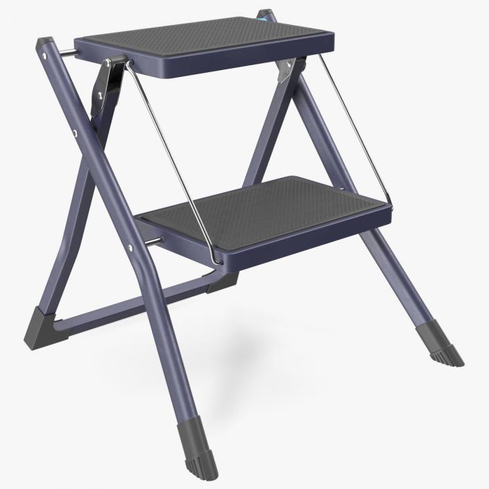 Blue Metallic Step Stool 3D model