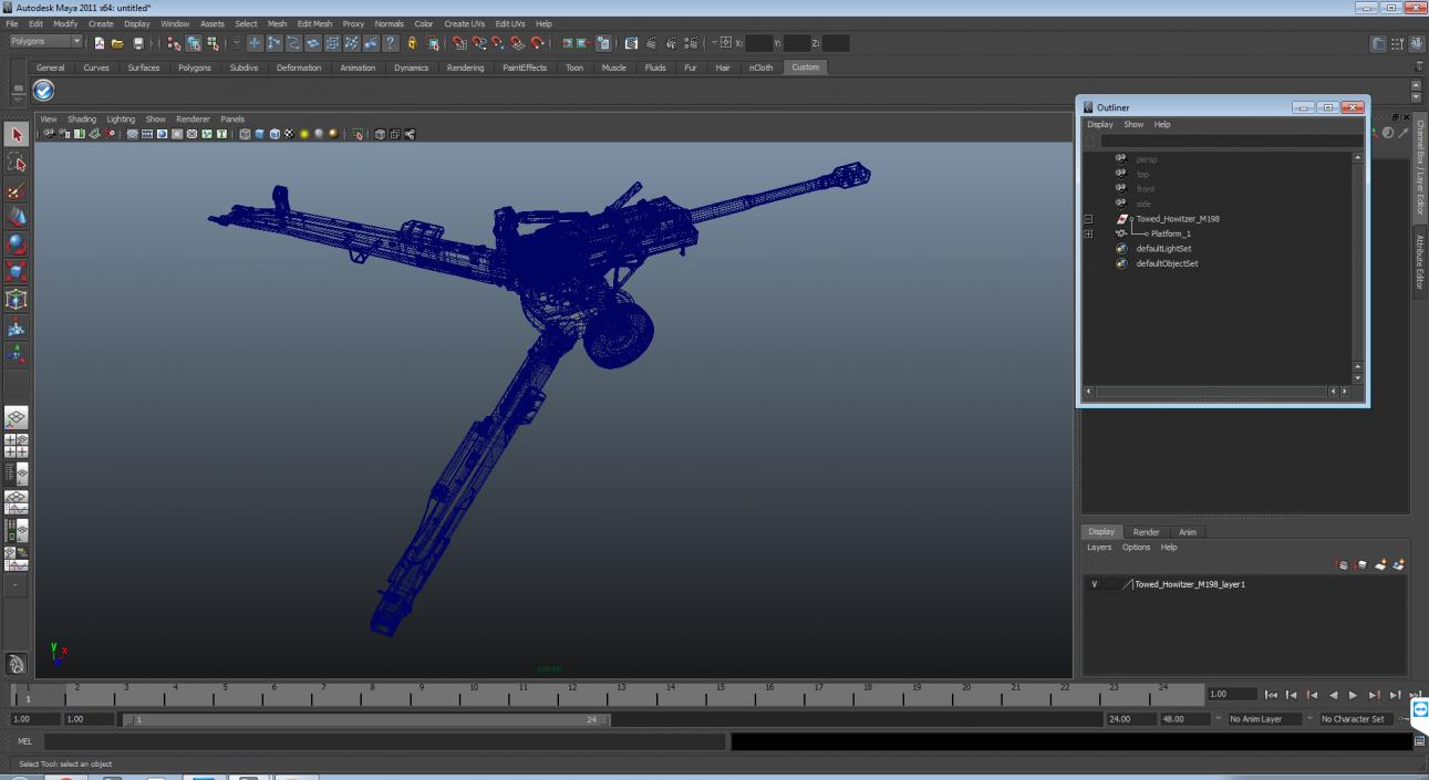 Towed Howitzer M198 3D model