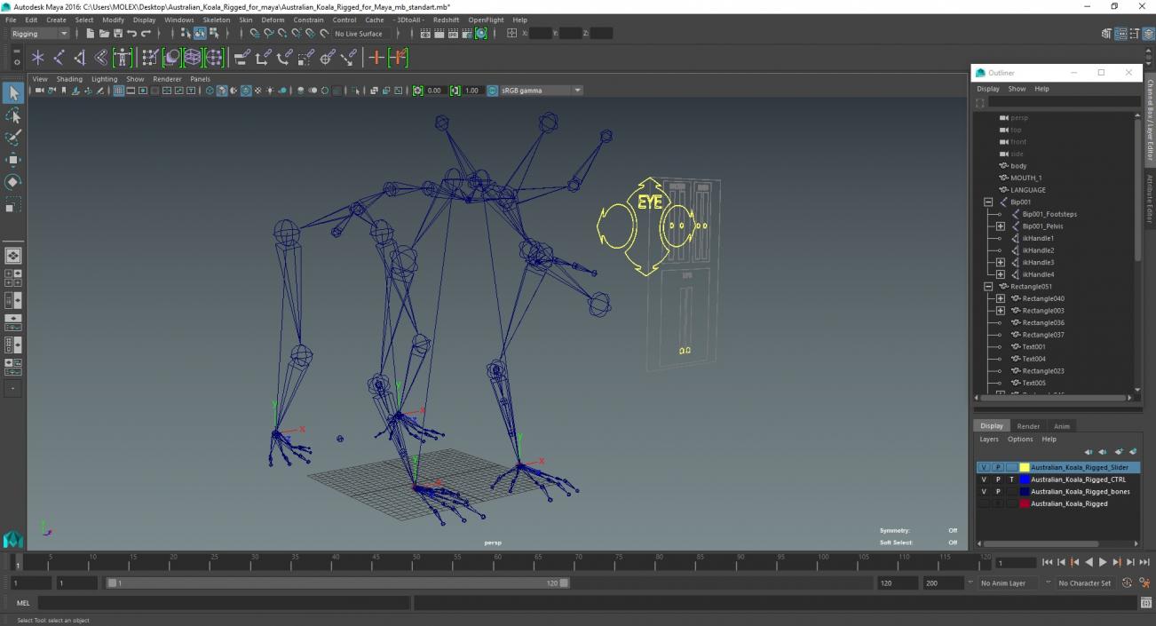 Australian Koala Rigged for Maya 3D