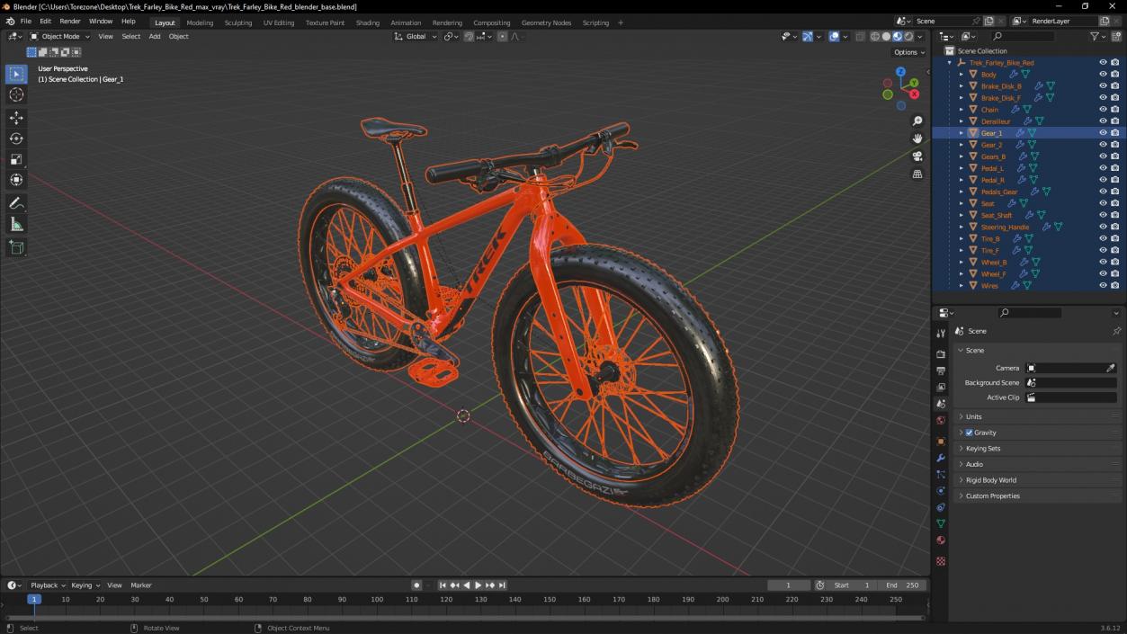 3D model Trek Farley Bike Red