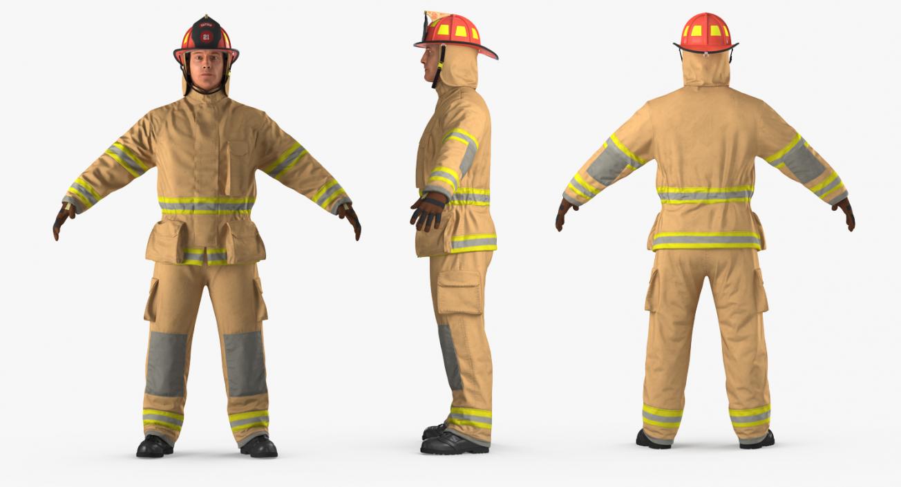 3D Firefighter with Fully Protective Suit model