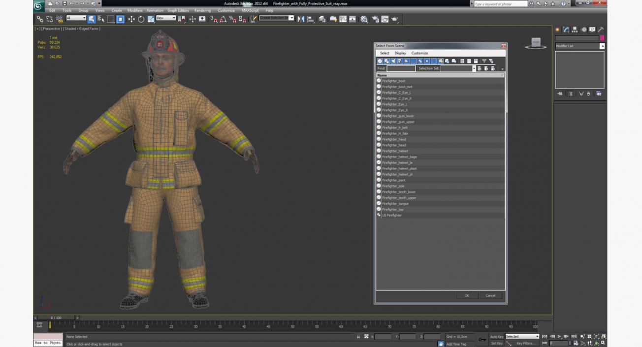 3D Firefighter with Fully Protective Suit model