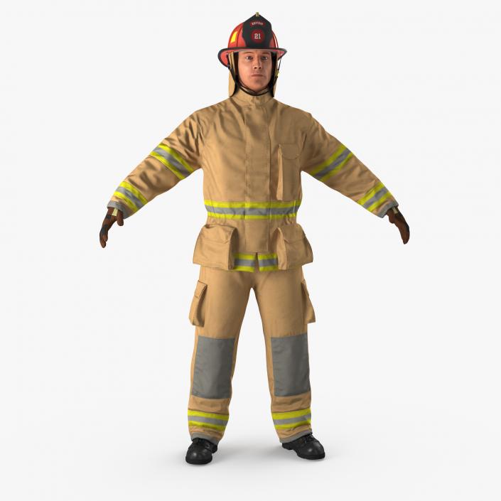 3D Firefighter with Fully Protective Suit model