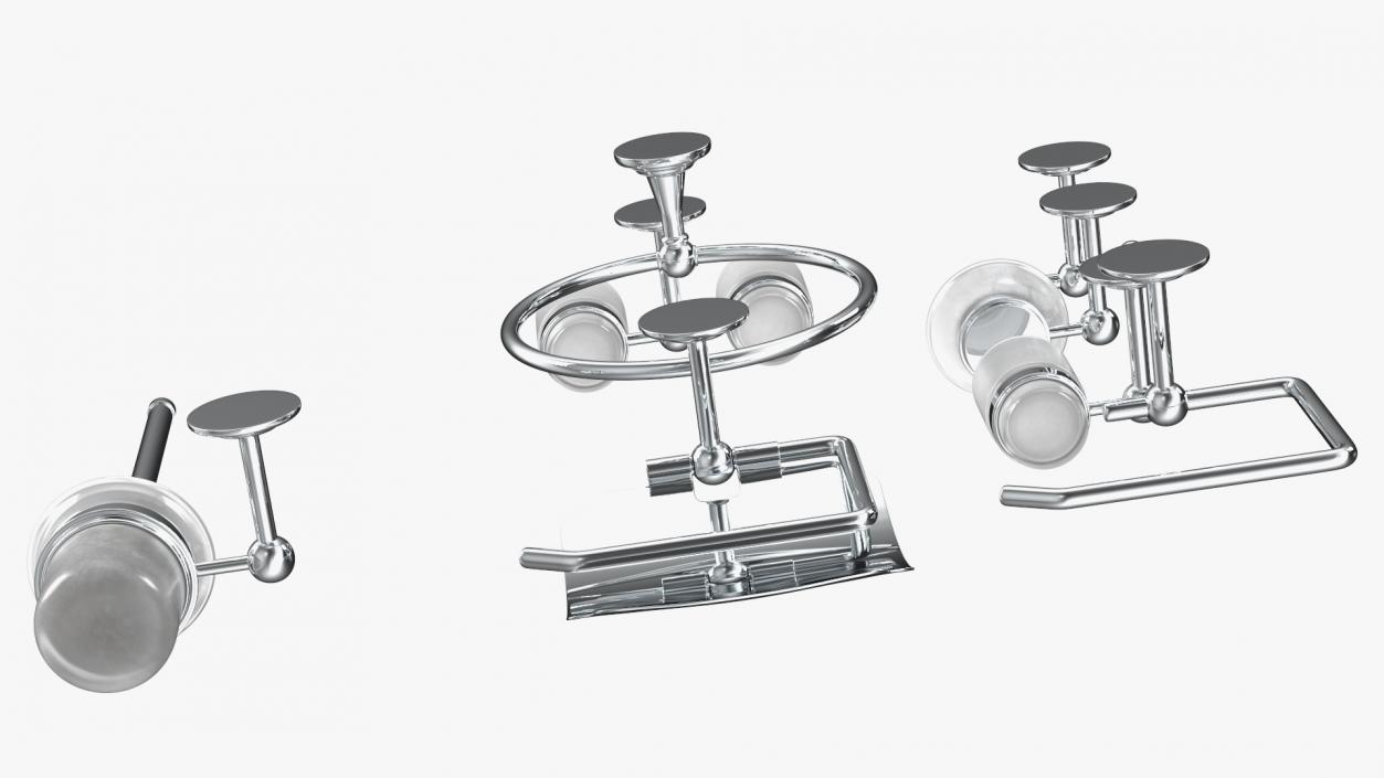 Small Wall Bathroom Accessories Set Chrome 3D