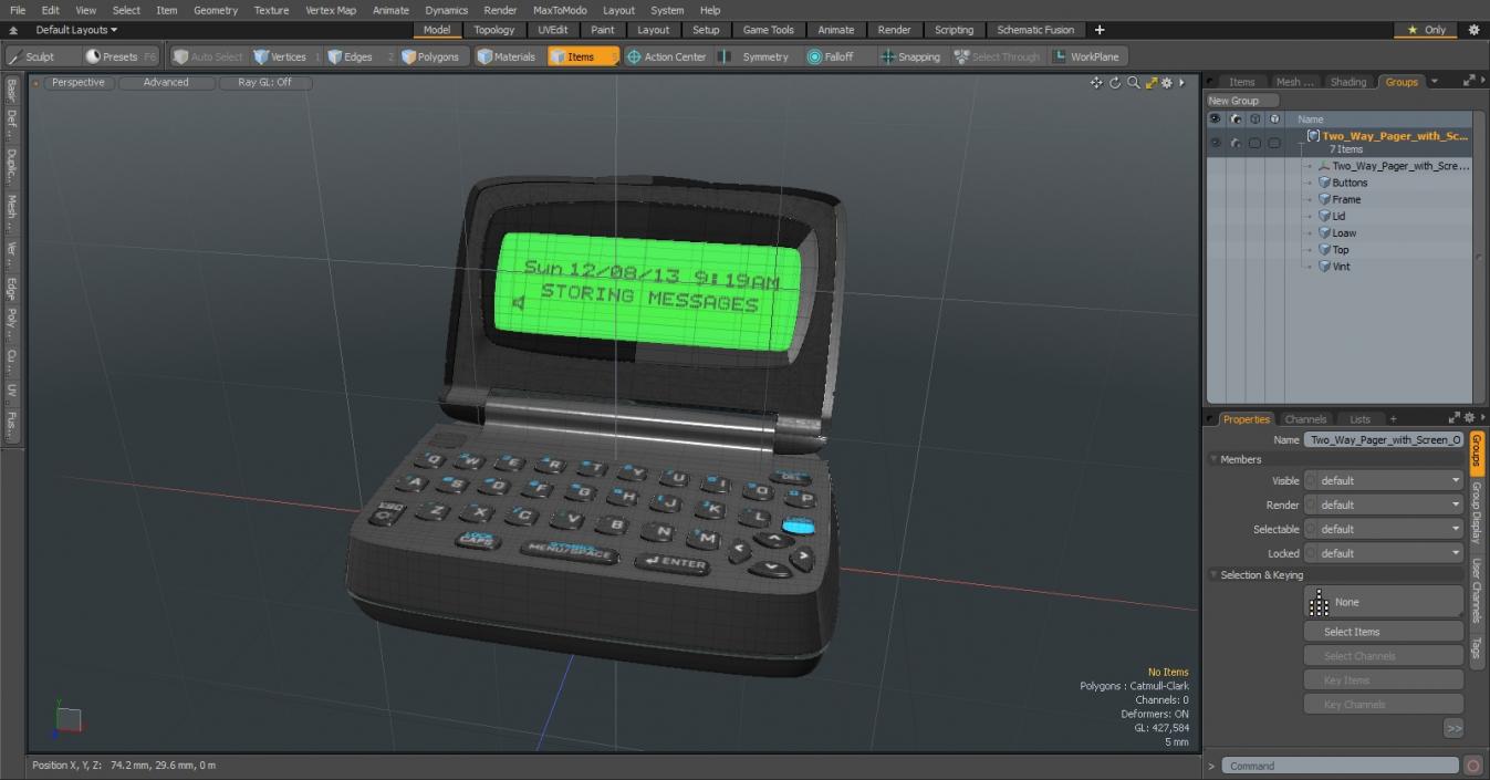 3D Two-Way Pager with Screen On model