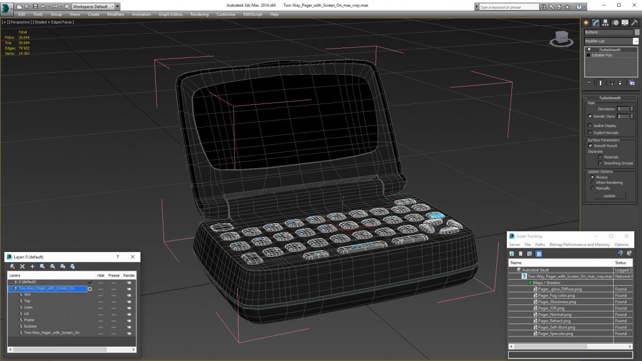 3D Two-Way Pager with Screen On model