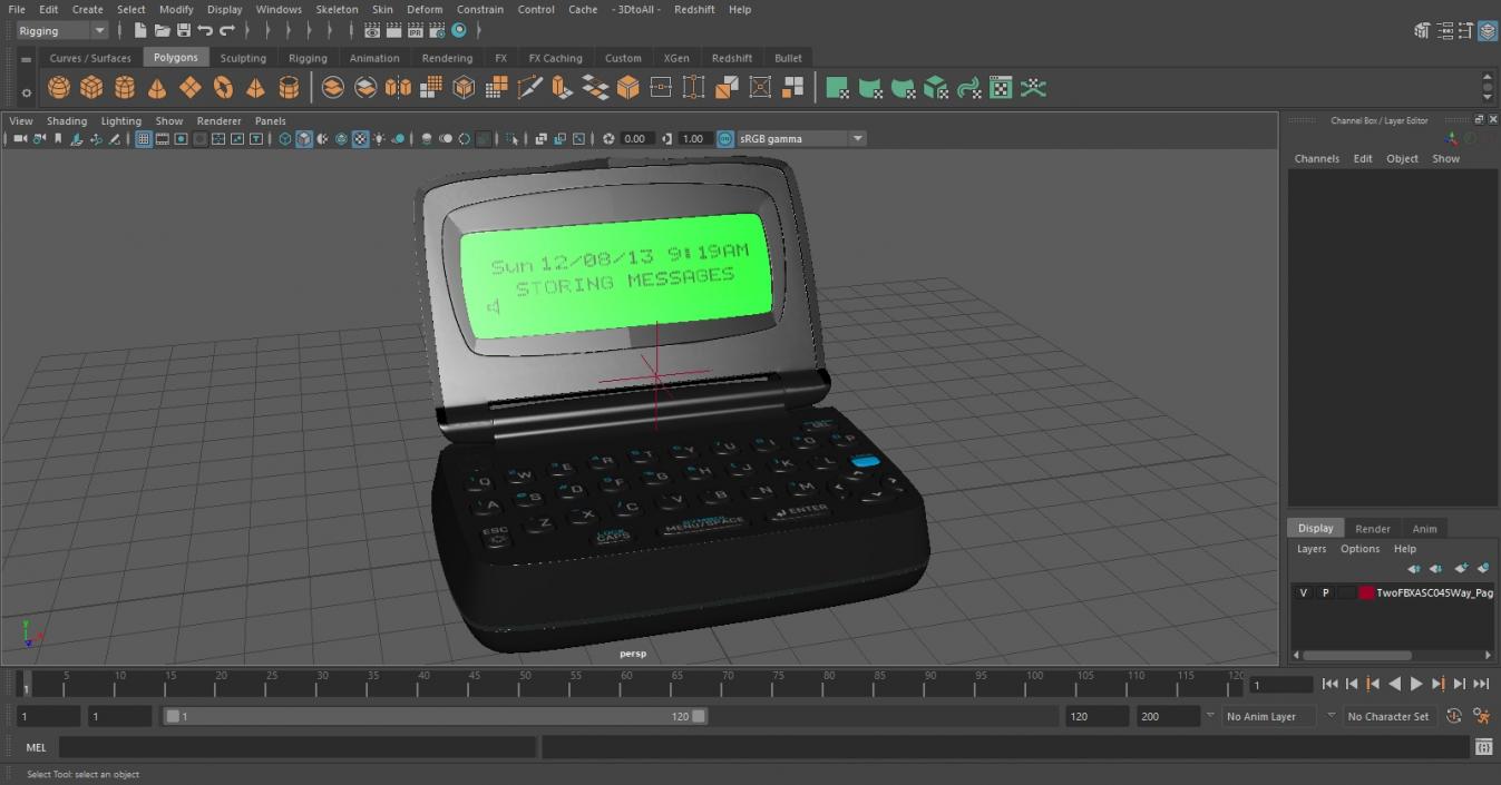 3D Two-Way Pager with Screen On model