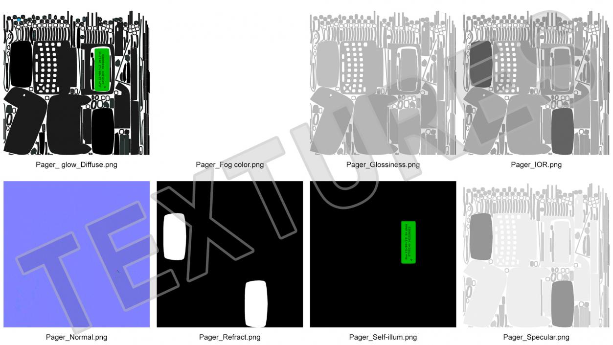 3D Two-Way Pager with Screen On model