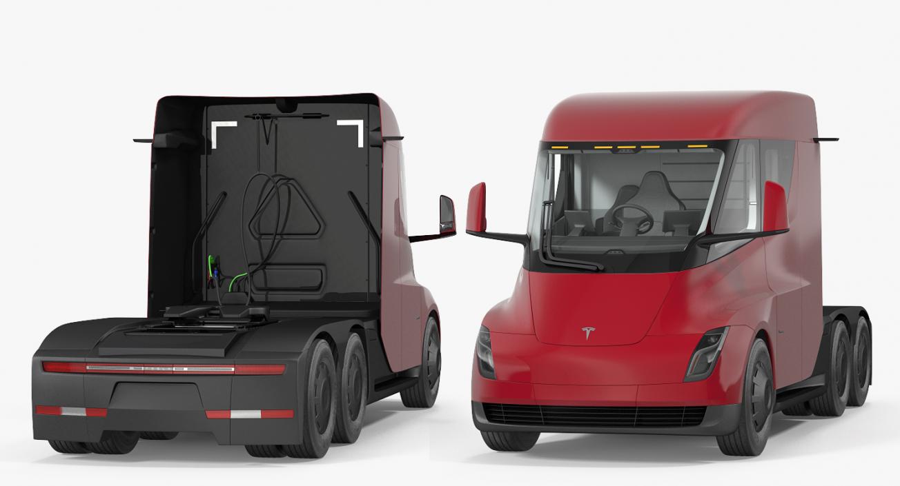 Electric Semi Truck Tesla Rigged 3D