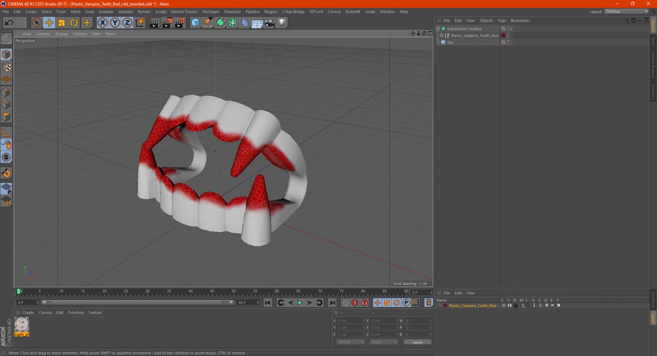 3D model Plastic Vampire Teeth Red