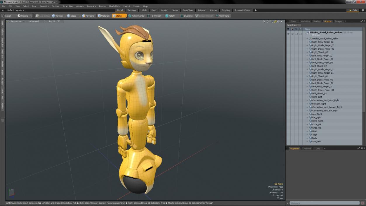 Mirokai Social Robot Yellow 3D