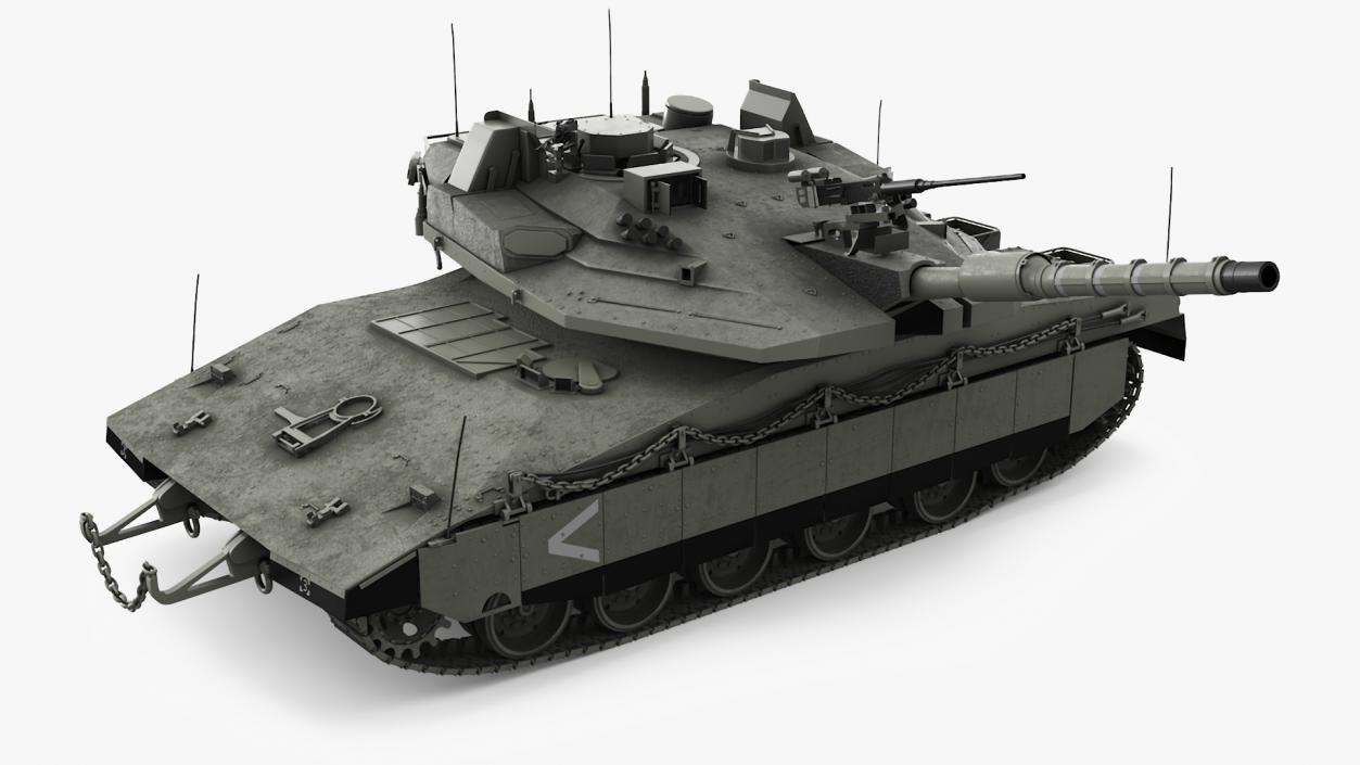 3D model Israeli Tank Merkava 5 Olive Rigged