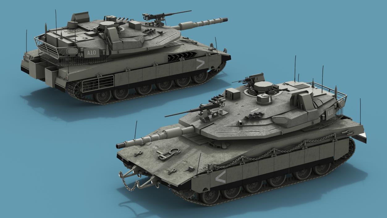 3D model Israeli Tank Merkava 5 Olive Rigged