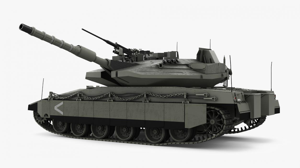 3D model Israeli Tank Merkava 5 Olive Rigged