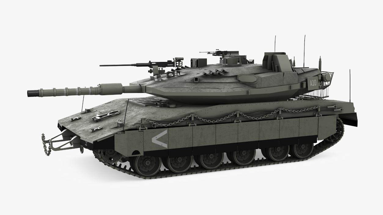 3D model Israeli Tank Merkava 5 Olive Rigged