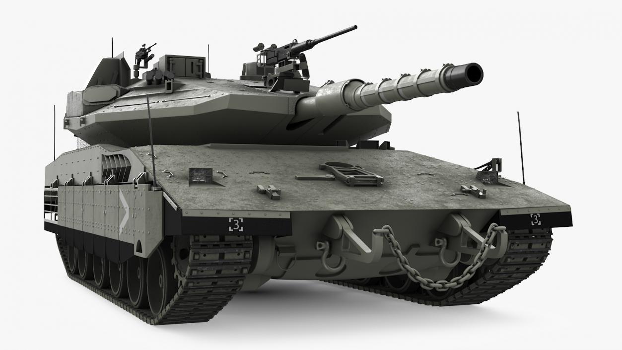 3D model Israeli Tank Merkava 5 Olive Rigged