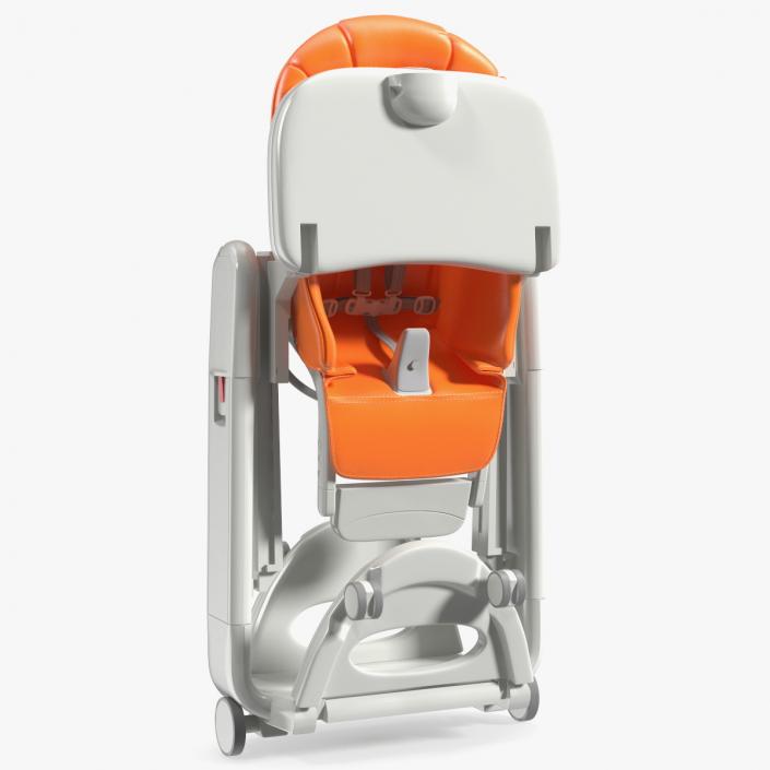 3D Folding High Chair Vertical Orange Rigged