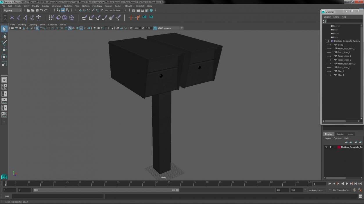 3D model Mailbox Complete Twin Mount Cluster
