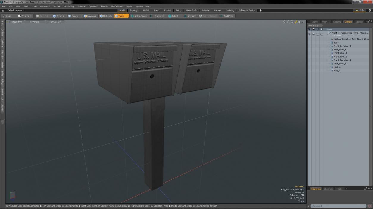 3D model Mailbox Complete Twin Mount Cluster