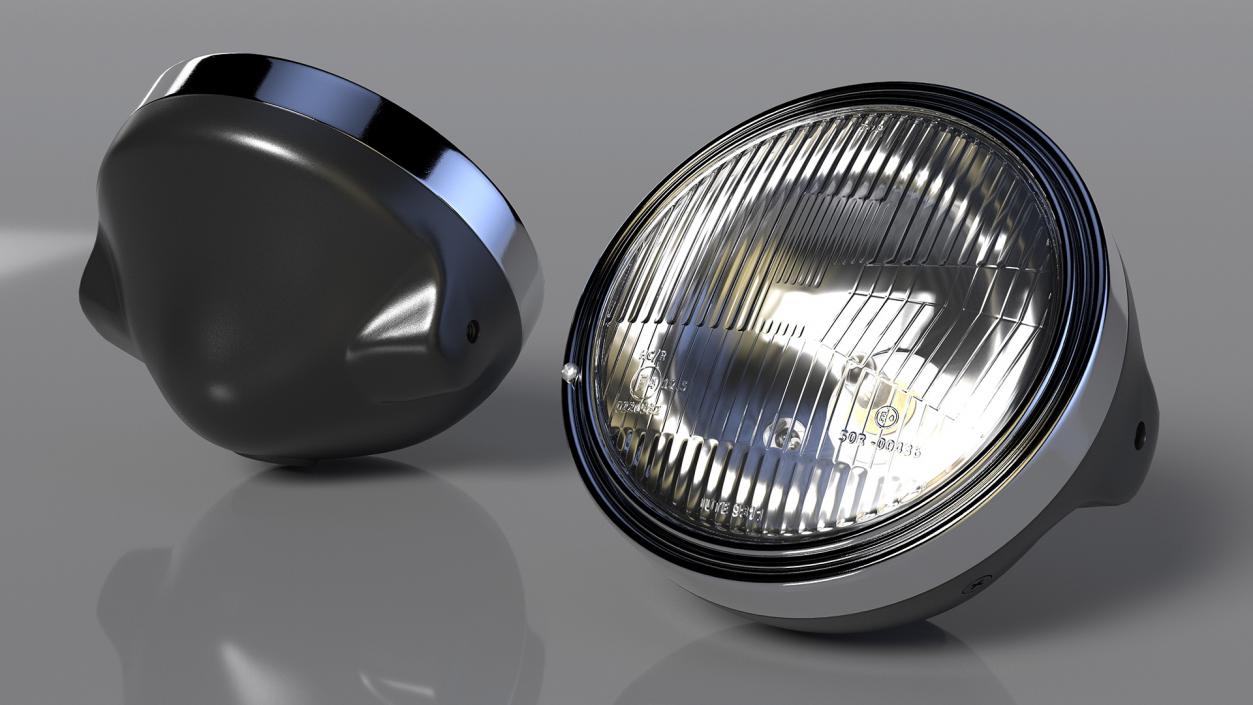 3D Motorcycle Headlight White