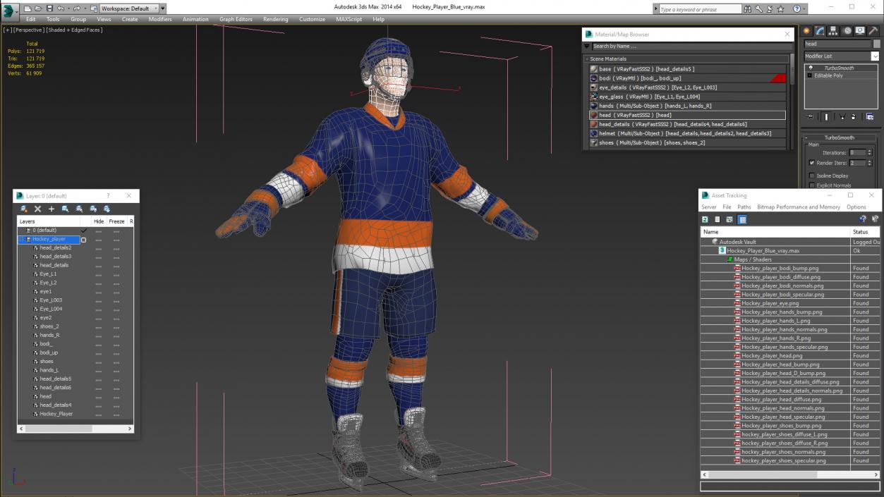 3D Hockey Player Blue model