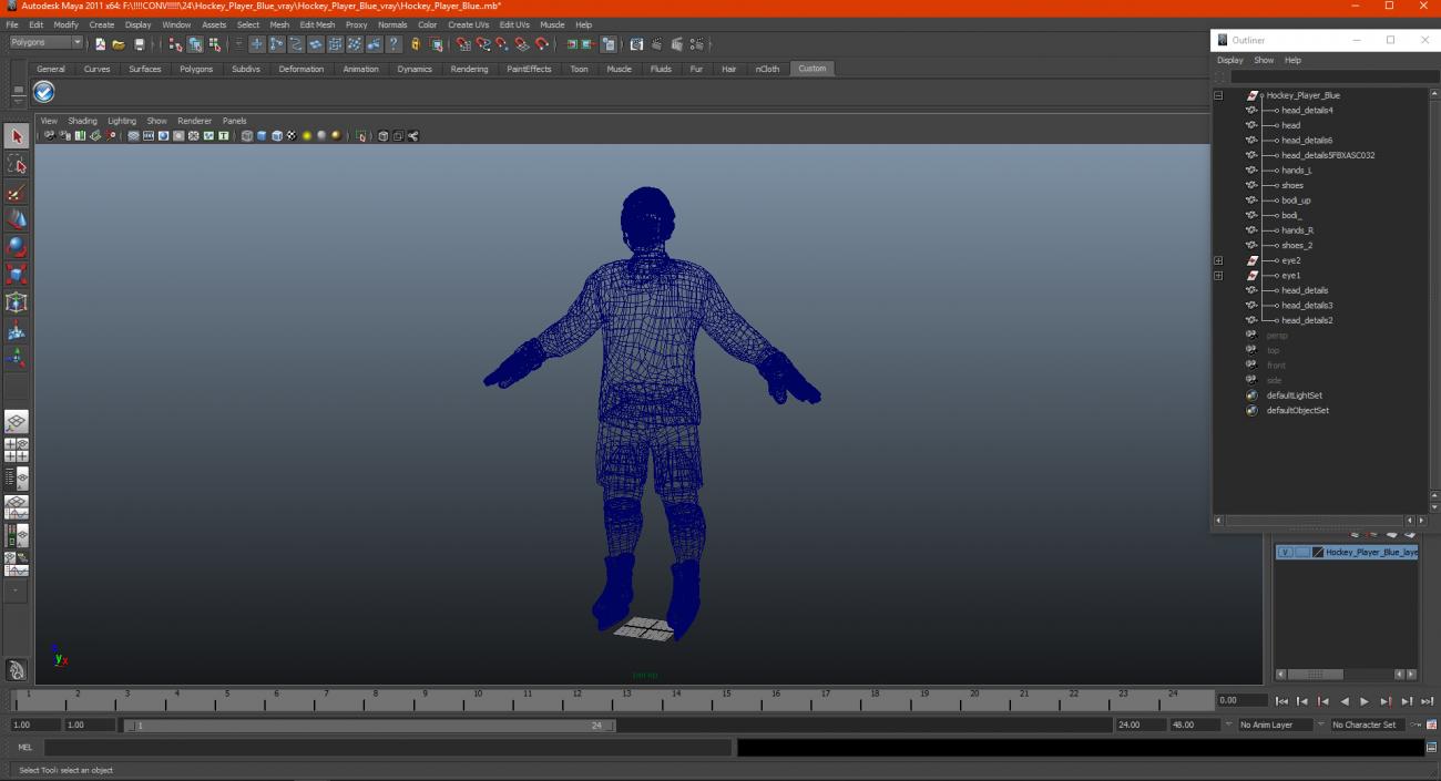 3D Hockey Player Blue model