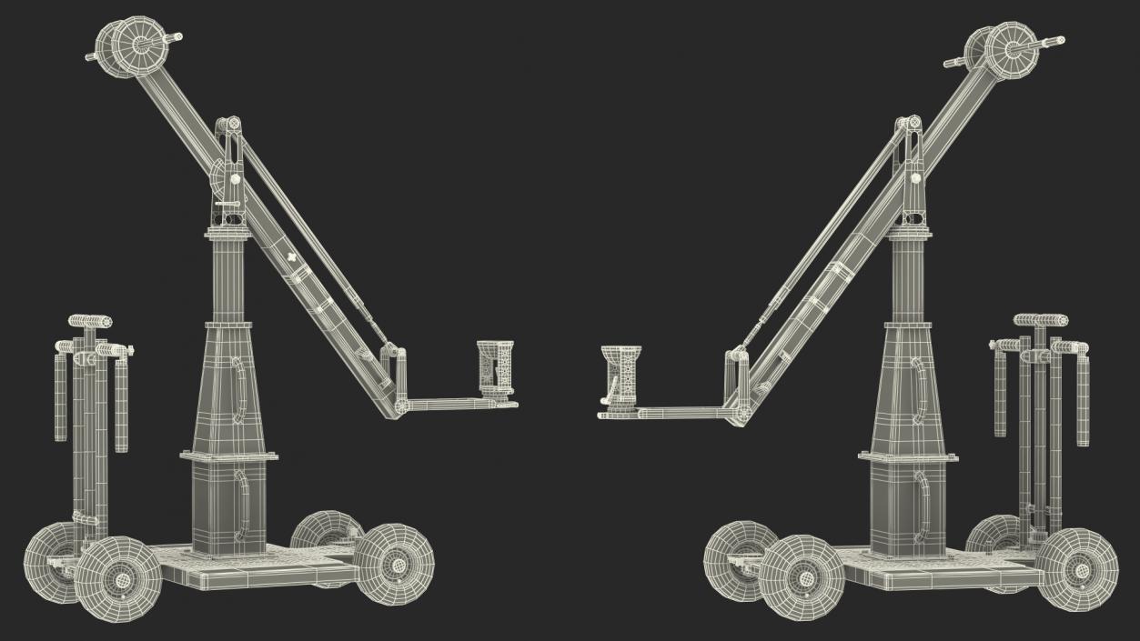 3D Dolly 4x4 with Mini Crane Rigged for Cinema 4D