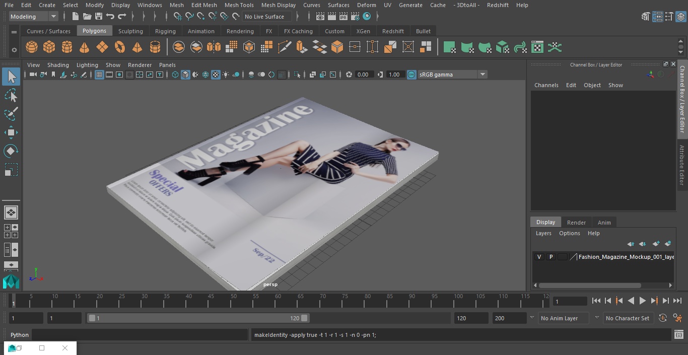 3D Fashion Magazine Mockup model