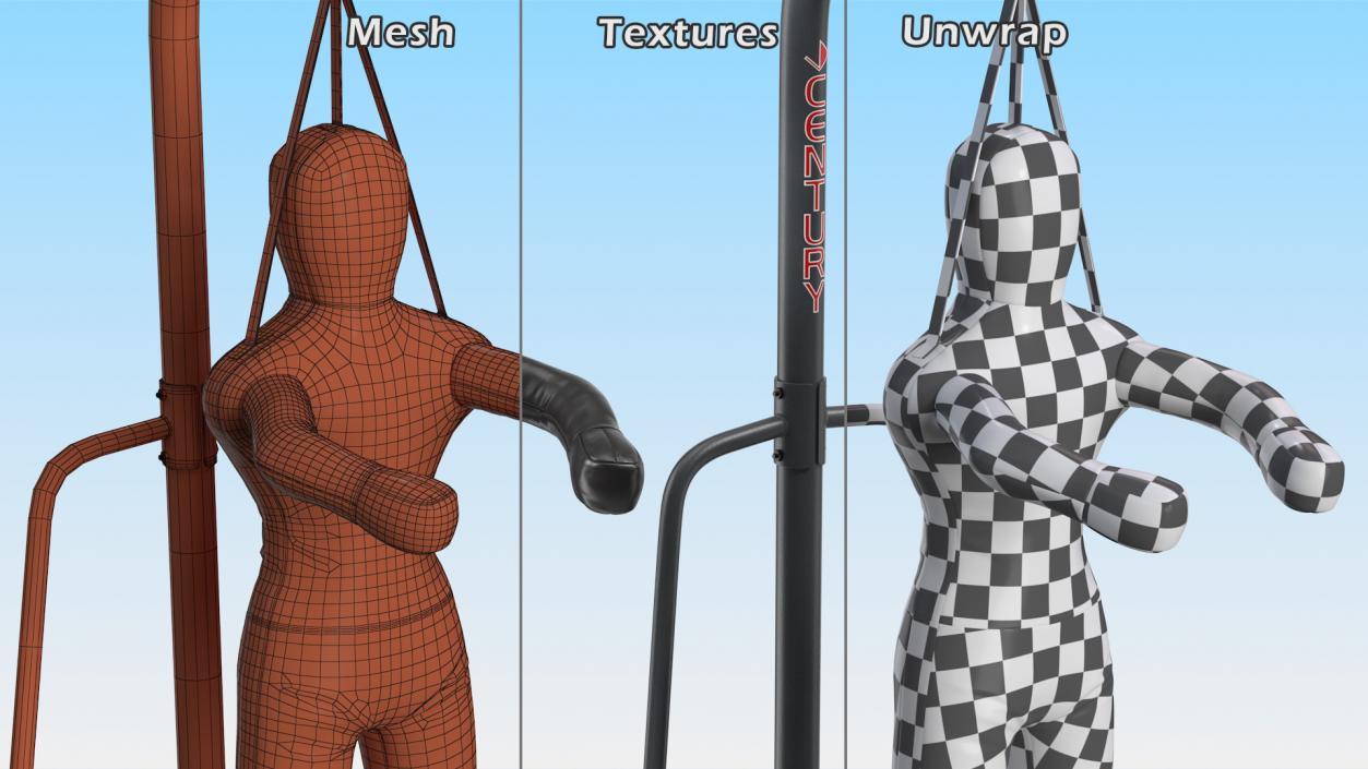 DEFY Leather Grappling Dummy with Stand 3D model