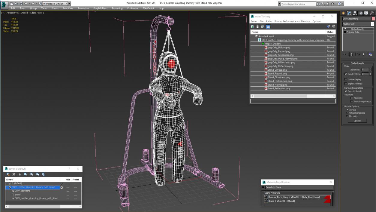 DEFY Leather Grappling Dummy with Stand 3D model