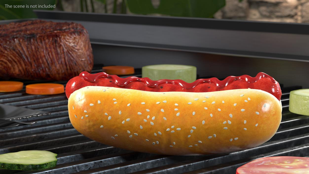 3D model Hot Dog with Ketchup