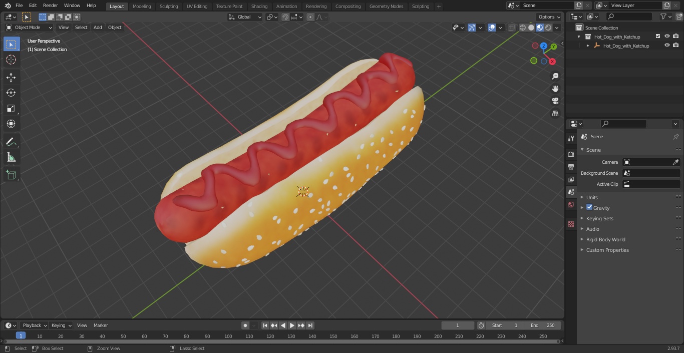 3D model Hot Dog with Ketchup