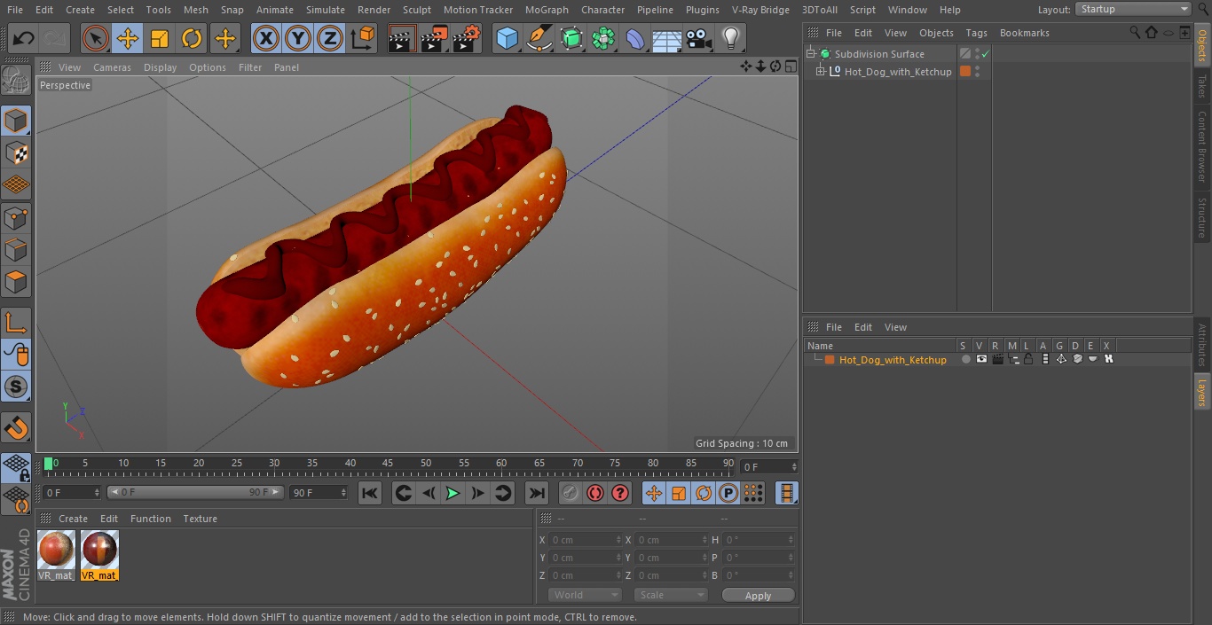 3D model Hot Dog with Ketchup