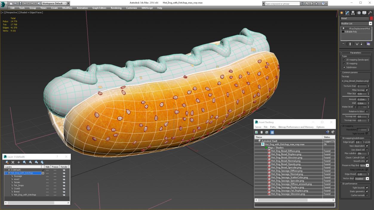 3D model Hot Dog with Ketchup